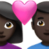 👩🏿‍❤️‍👨🏿 couple with heart: woman, man, dark skin tone display on Apple